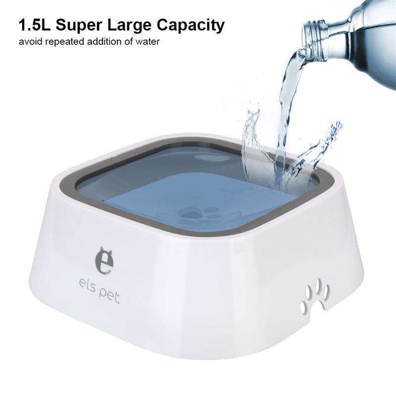 Anti-Overflow Pet Water Bowl – 1.5L Floating Slow Feeder for Dogs & Cats