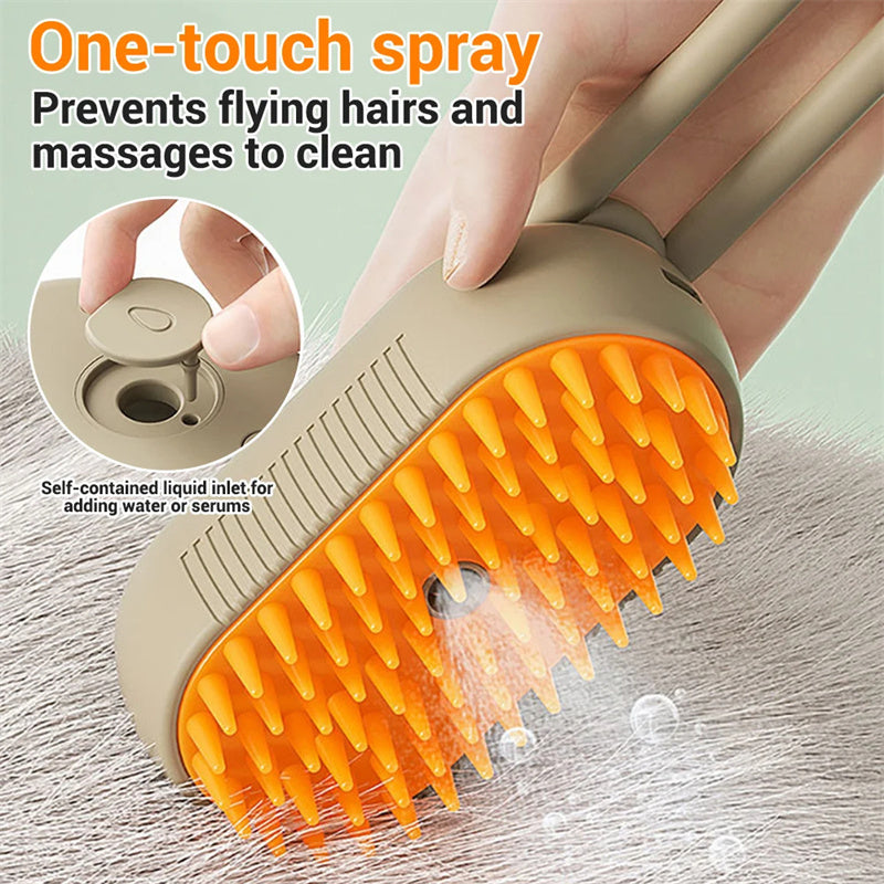 Electric Pet Steam Brush – 3-in-1 Grooming & Hair Remover