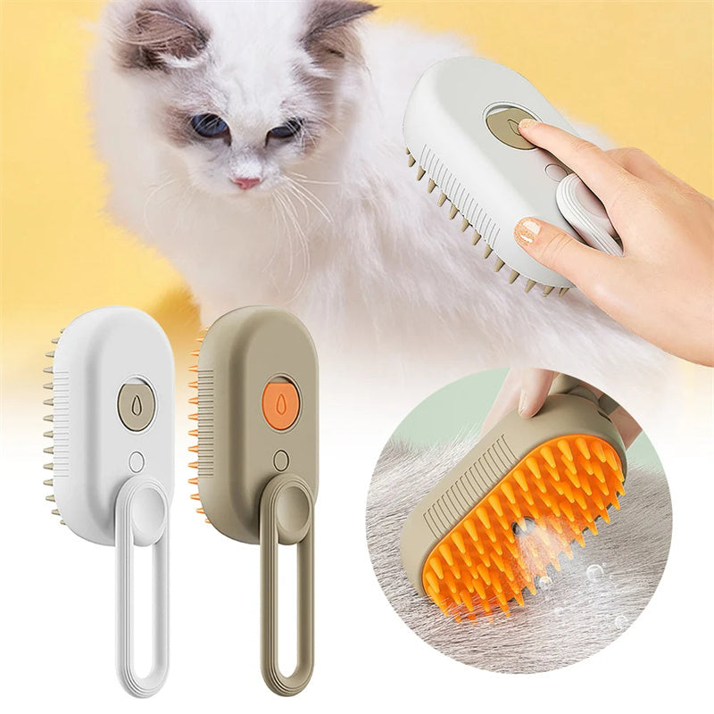 Electric Pet Steam Brush – 3-in-1 Grooming & Hair Remover