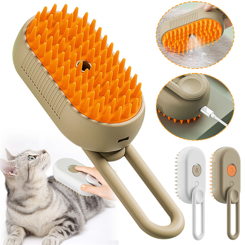 Electric Pet Steam Brush – 3-in-1 Grooming & Hair Remover