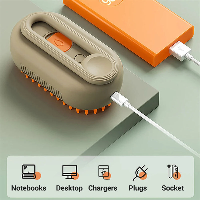 Electric Pet Steam Brush – 3-in-1 Grooming & Hair Remover